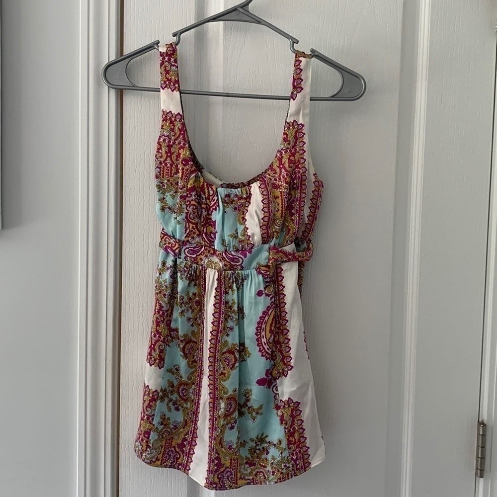 Alice & Trixie Silk Tia Tank Top purple blue size XS tie back classic summer